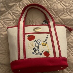Dizzy Red and Cream Embroidered Tote